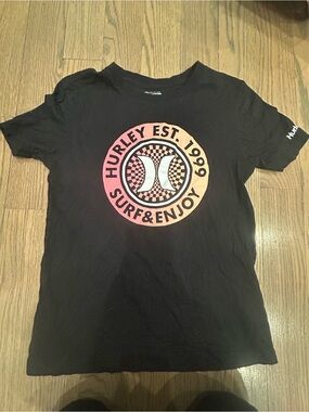Hurley Boys Black T-Shirt Size M Casual Graphic Tee